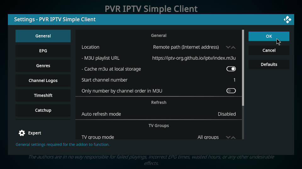 PVR IPTV Simple Client - How to Configure Channels and EPG - Step 5
