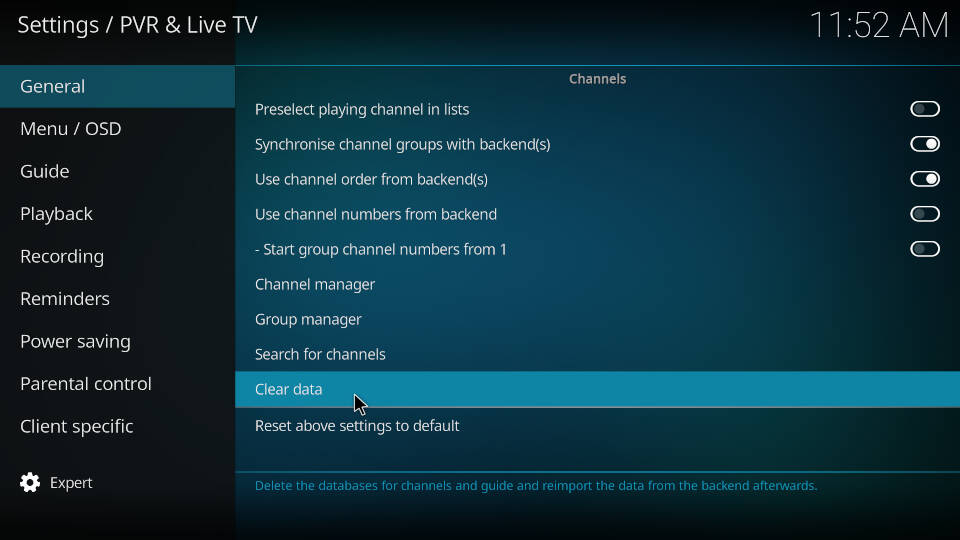 PVR IPTV Simple Client - Reload Channels and EPG - Step 3