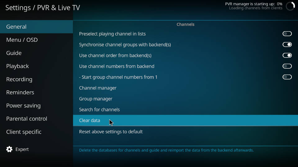PVR IPTV Simple Client - Reload Channels and EPG - Step 5